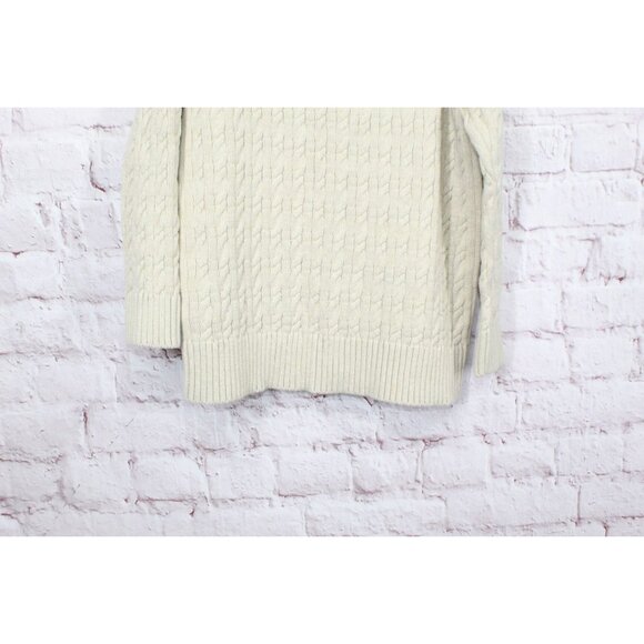 LL Bean Double L Mixed Cable Sweater Button Front Cardigan Cream Medium - Picture 5 of 12